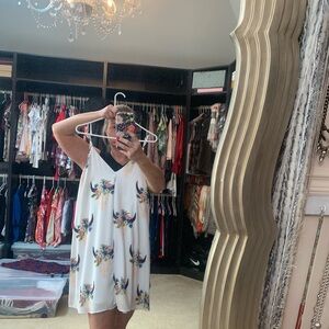 Peach Love California White Dress with Floral Accents